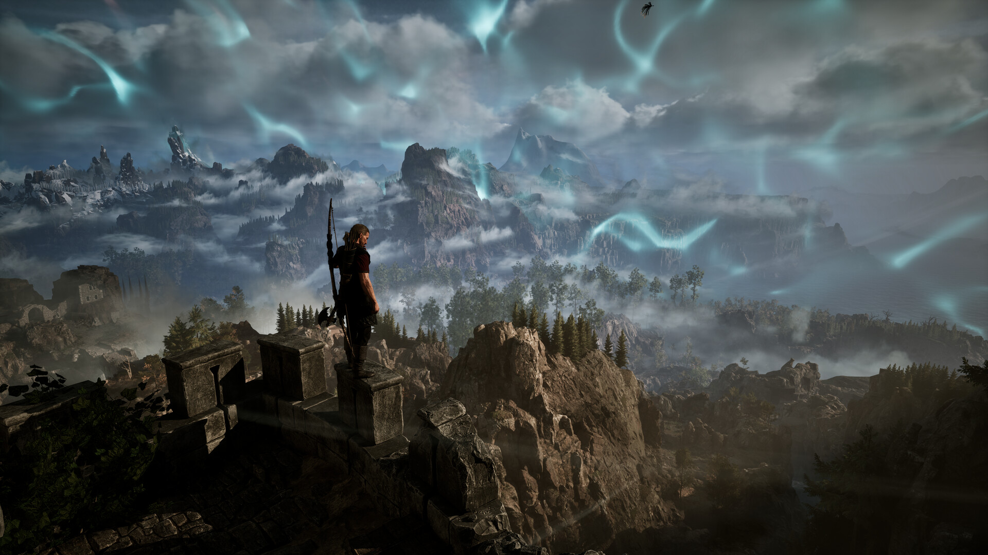 Gothic 1 Remake ore economy — the hero overlooks the barrier-sealed mining valley where ore is the only currency